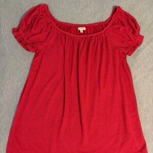Max Studio Bright Red Scoop Neck Puff Sleeve Tunic
